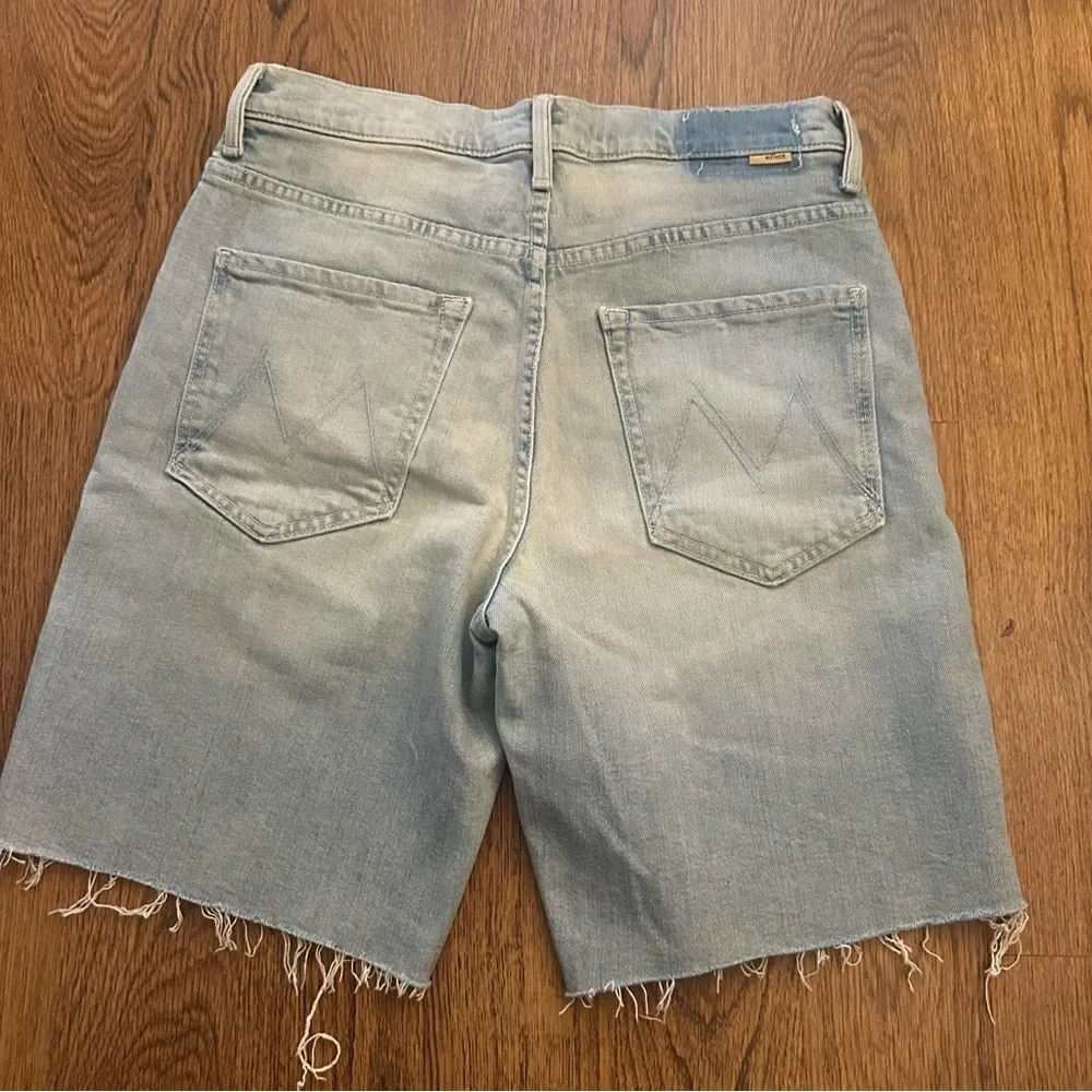 Mother Superior Light Blue Denim Jean Shorts size 26 Ditched knee raw hem